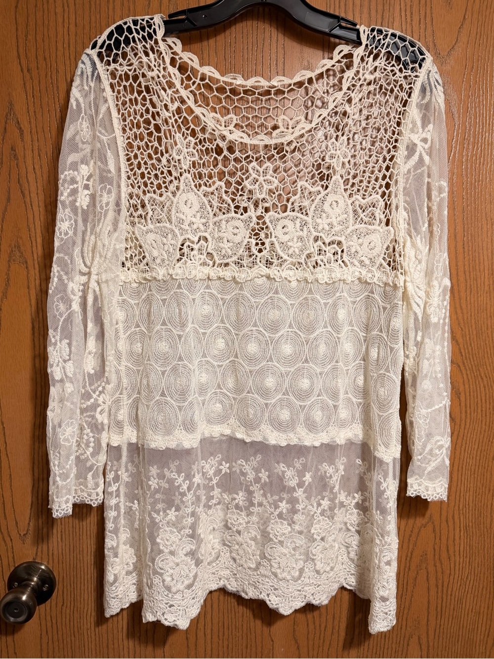 Boho Cream Crochet Lace Tunic Top